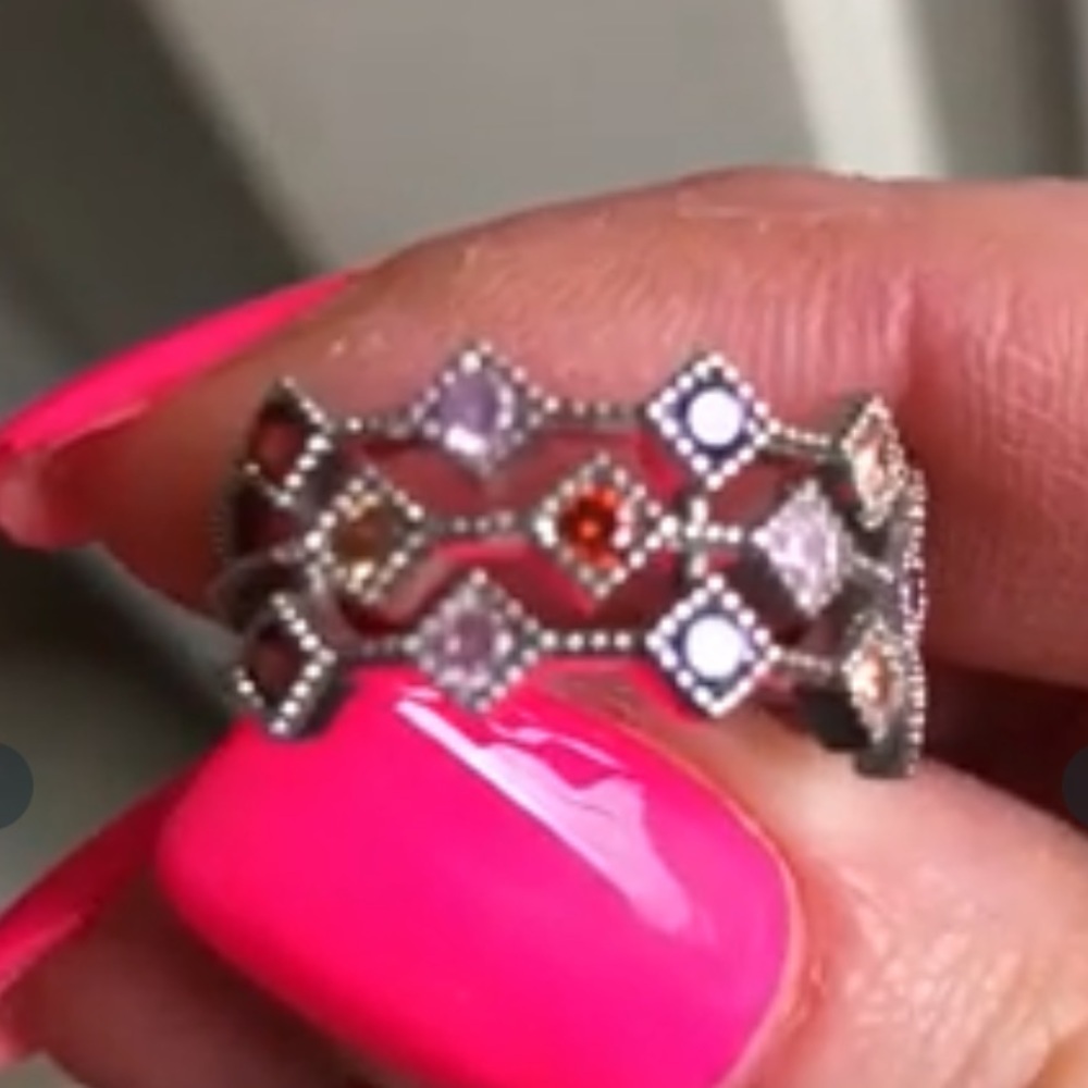 Multi Gemstone 925 Sterling Silver Ring - Picture 4 of 5